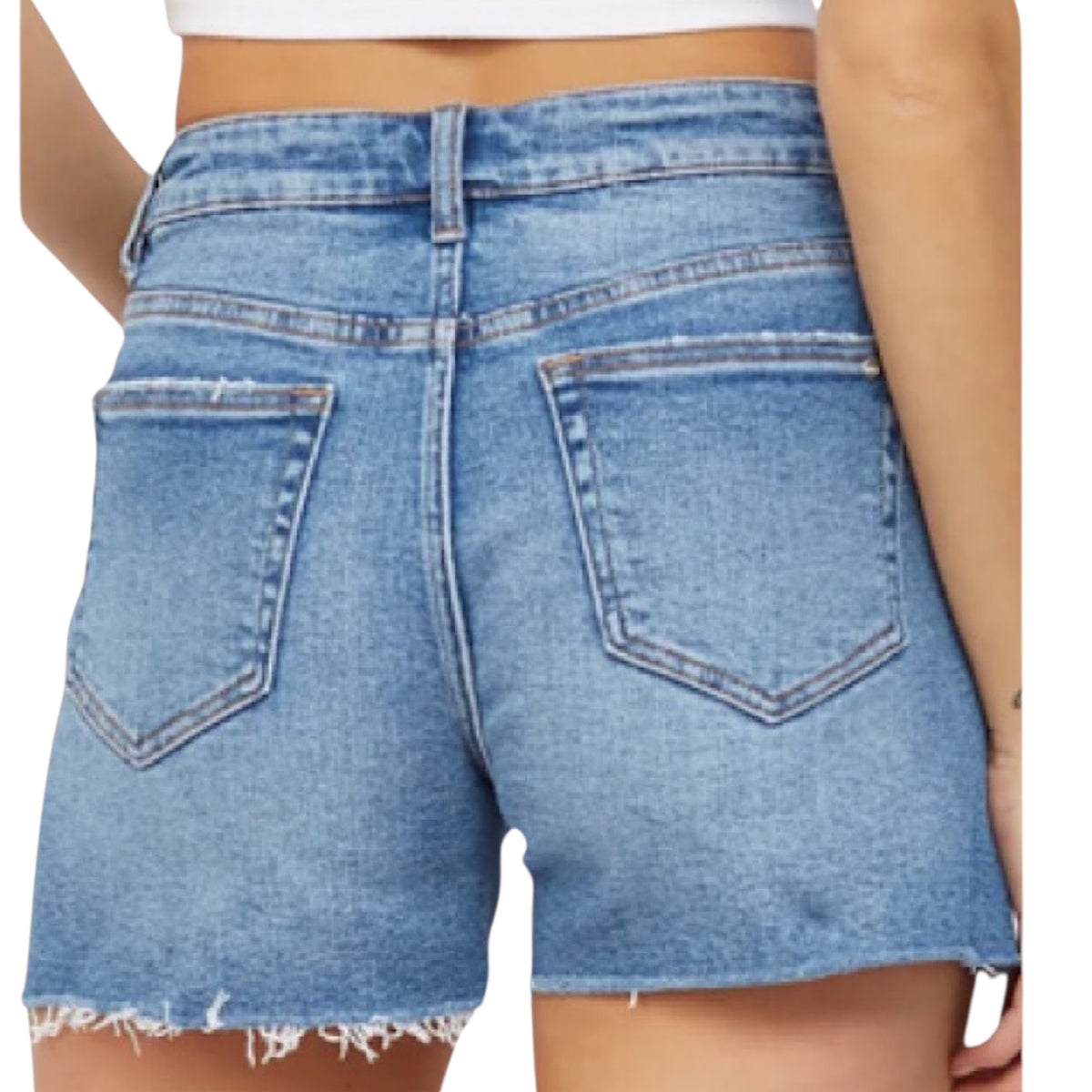MICA Marine Blue High Rise Cut Off Shorts MDP-H3043