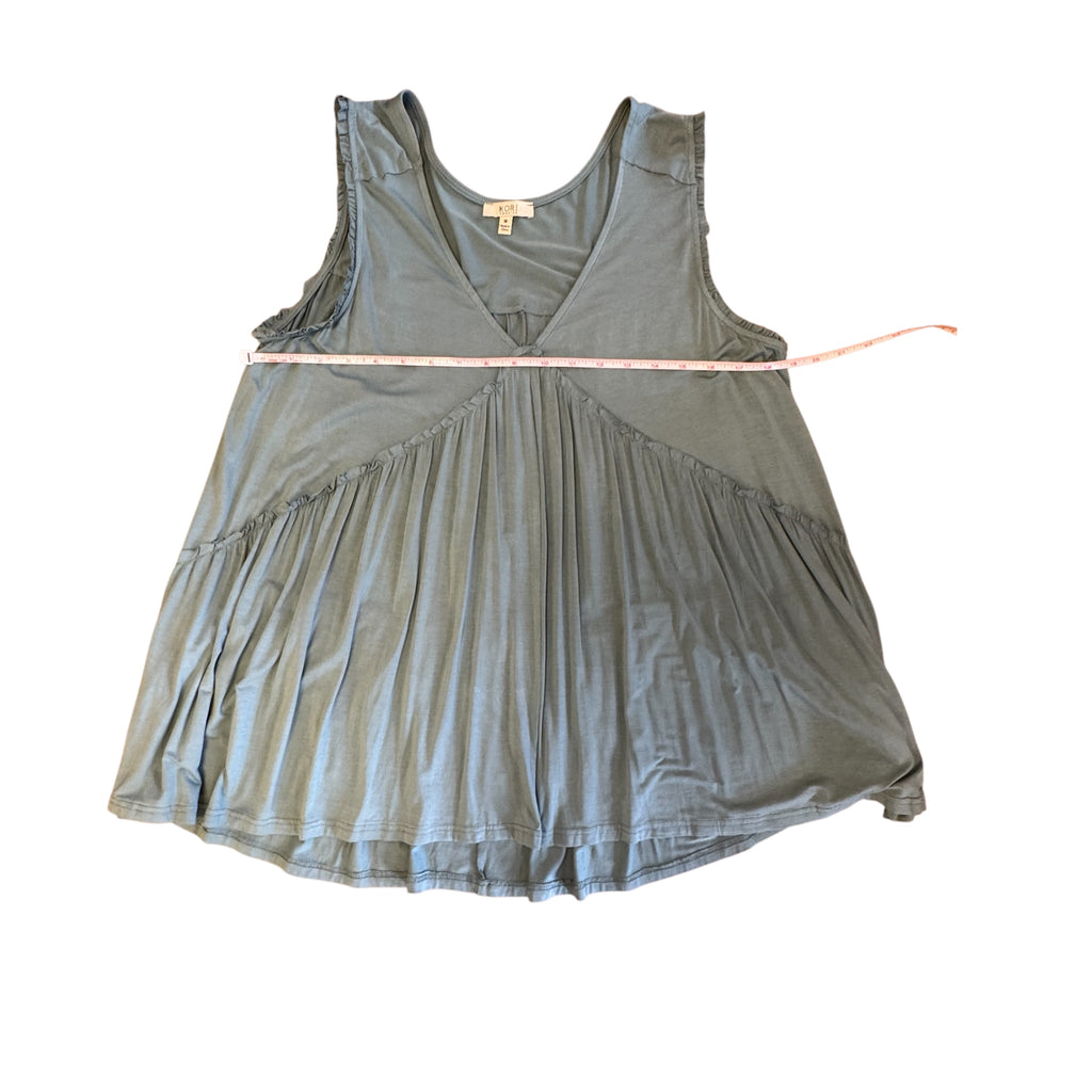 Kori Sage Ruffled Hem Tank Top Size M-RF