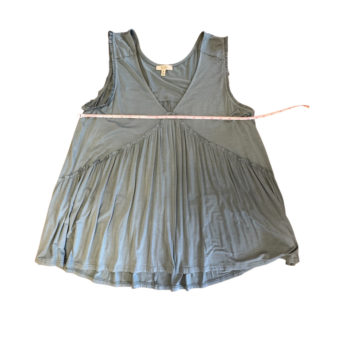 Kori Sage Ruffled Hem Tank Top Size M-RF