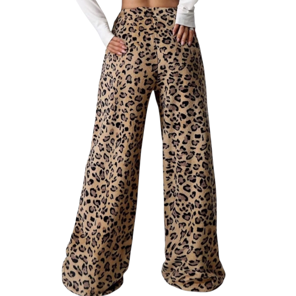 Leopard Print Straight Wide Leg Pant