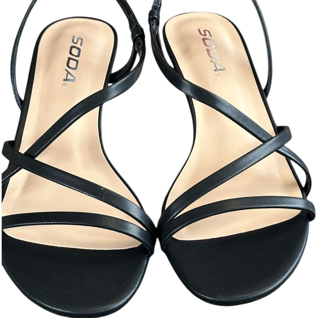 Black Ankle Strap Kitten Heel