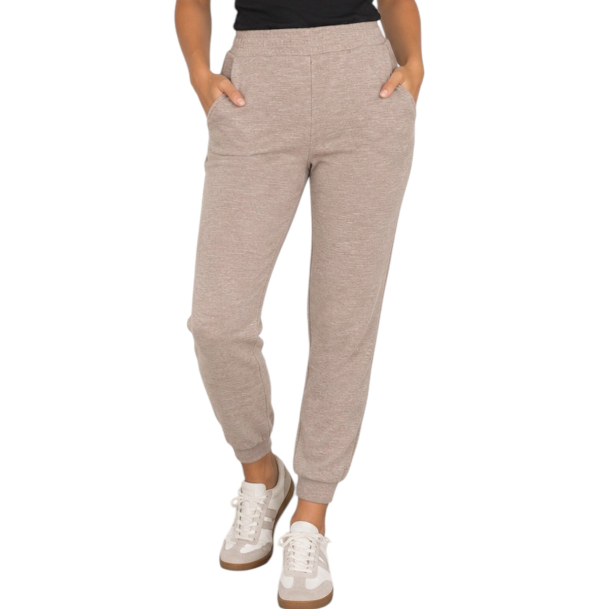 Ash Mocha Cotton Slub Jogger Pants