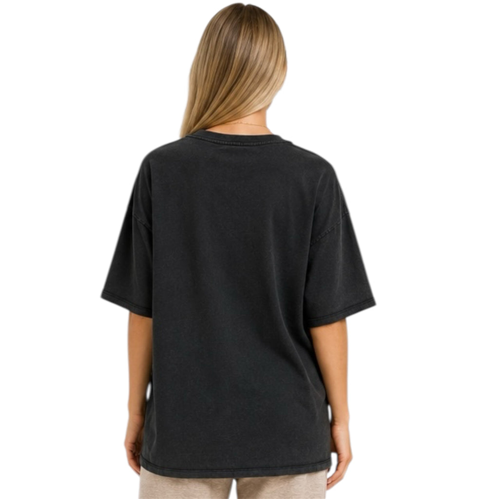 Black Mineral Washed Oversized Crew Neck Tee
