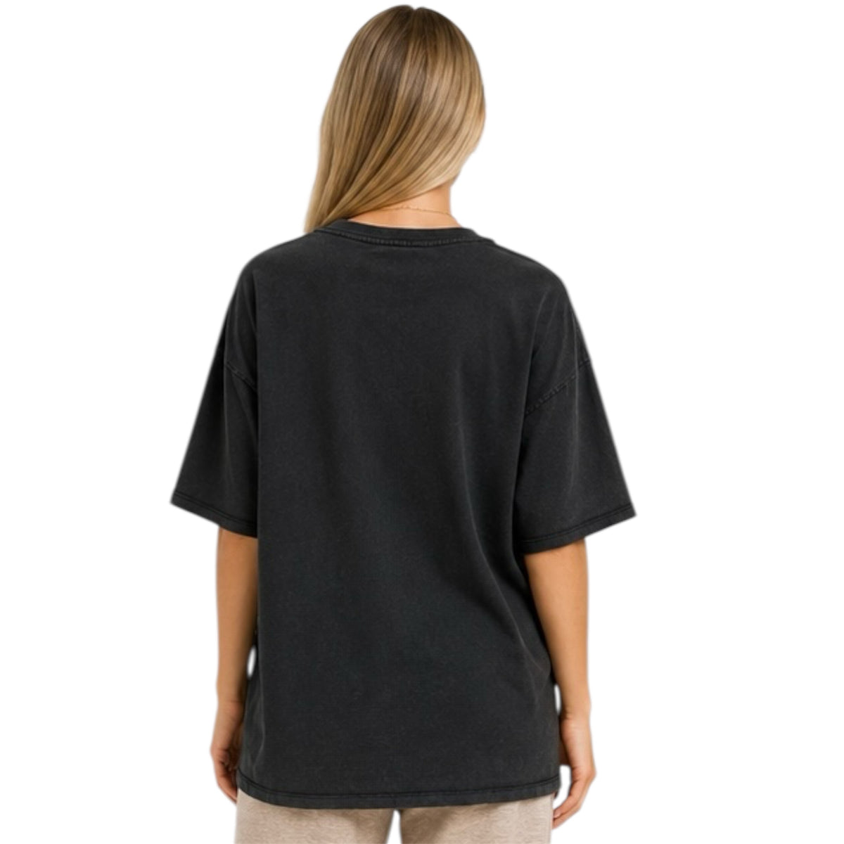 Black Mineral Washed Oversized Crew Neck Tee