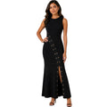 Black Vertical Eyelet Maxi Dress