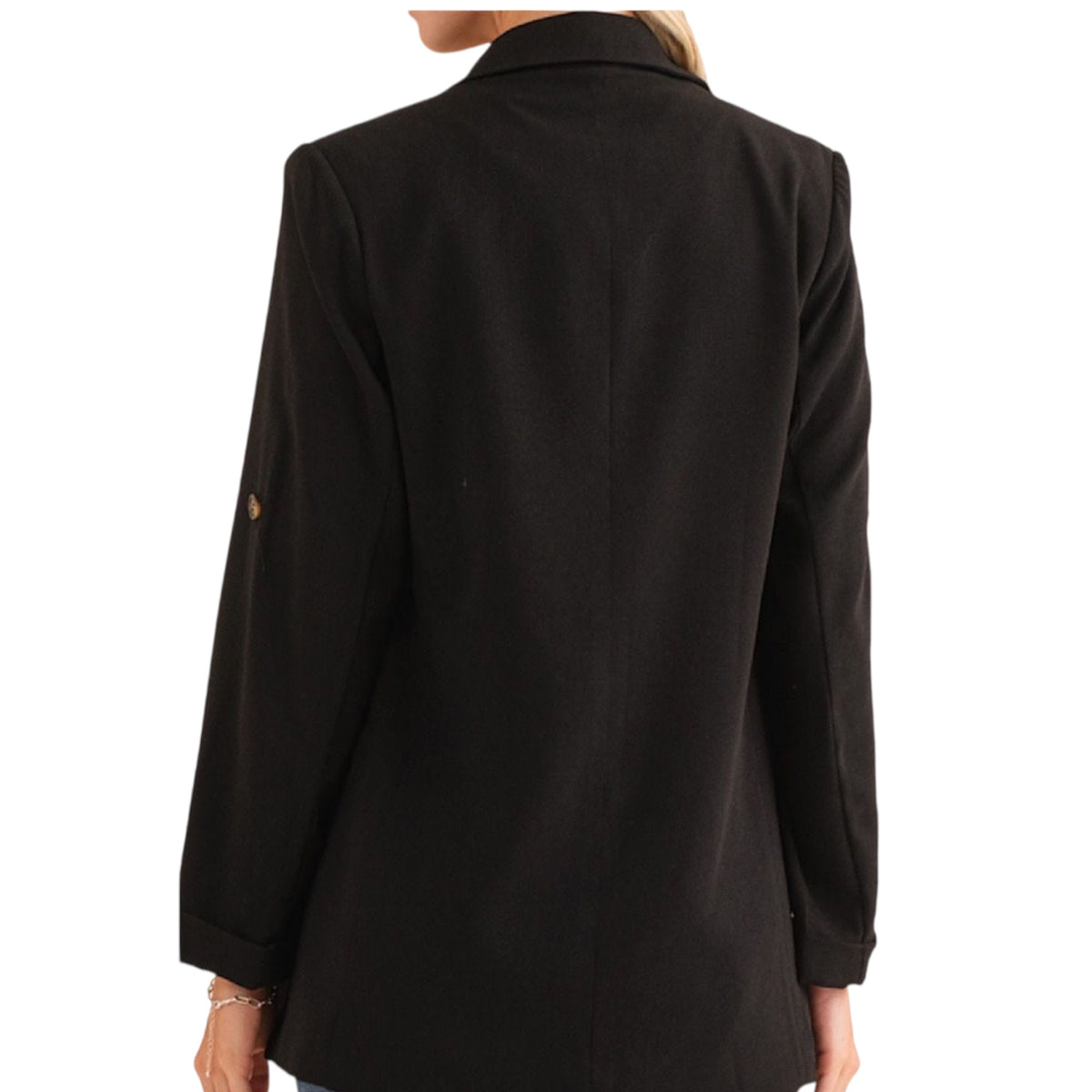 Black Blazer with Fold Up Sleeve Detail