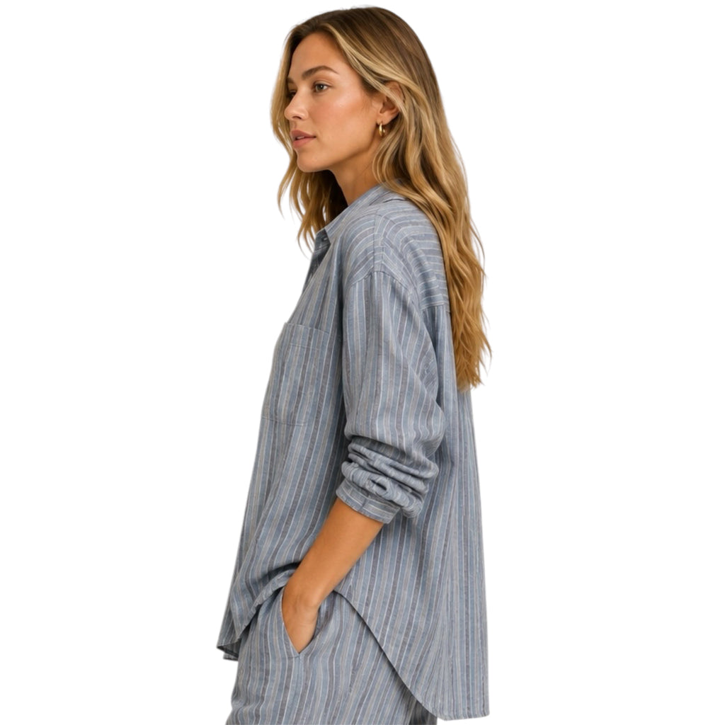 Z Supply The Perfect Striped Linen Button Up