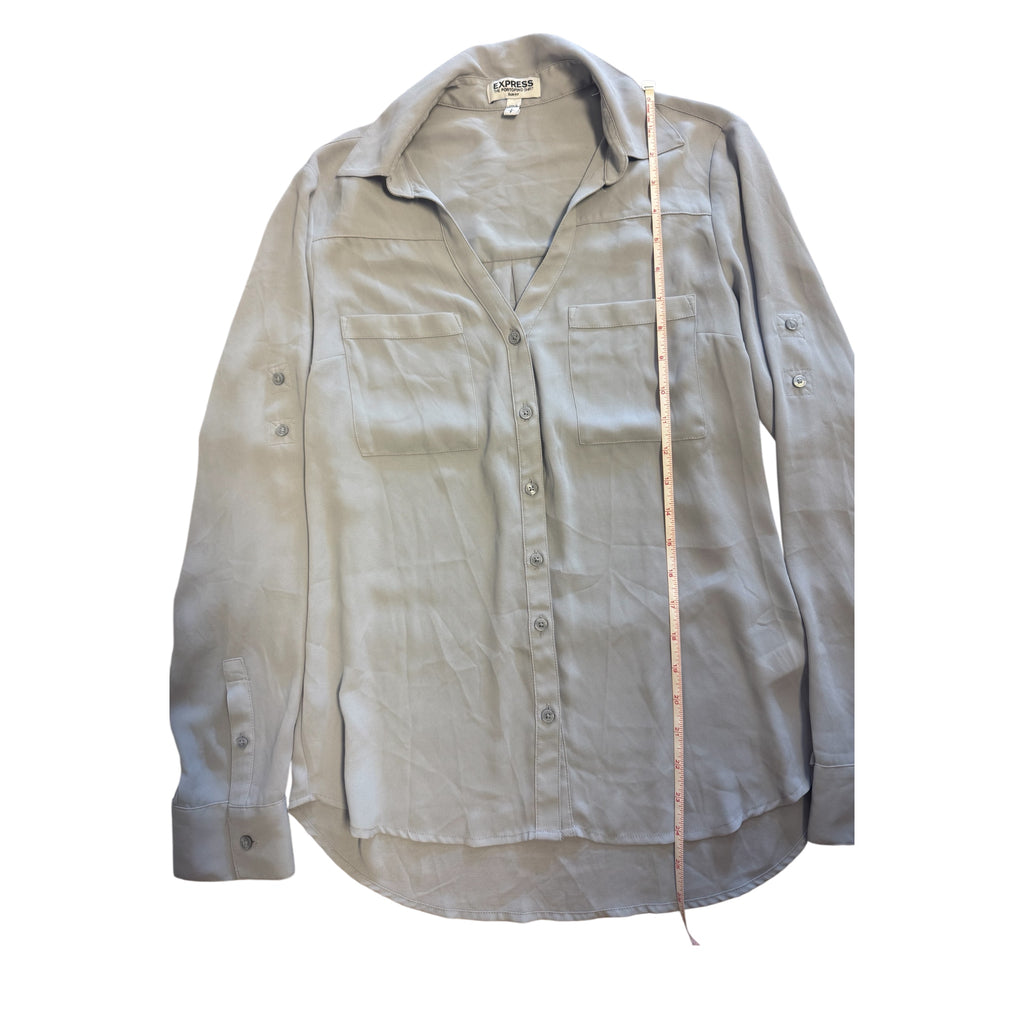 Express Light Gray Long Sleeve Button-Up Shirt Size Small - RF