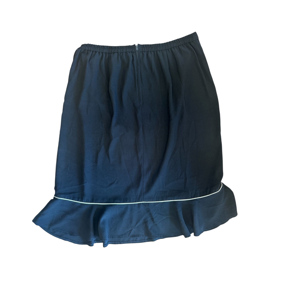 Black Knee Length Skirt With White Trim -RF