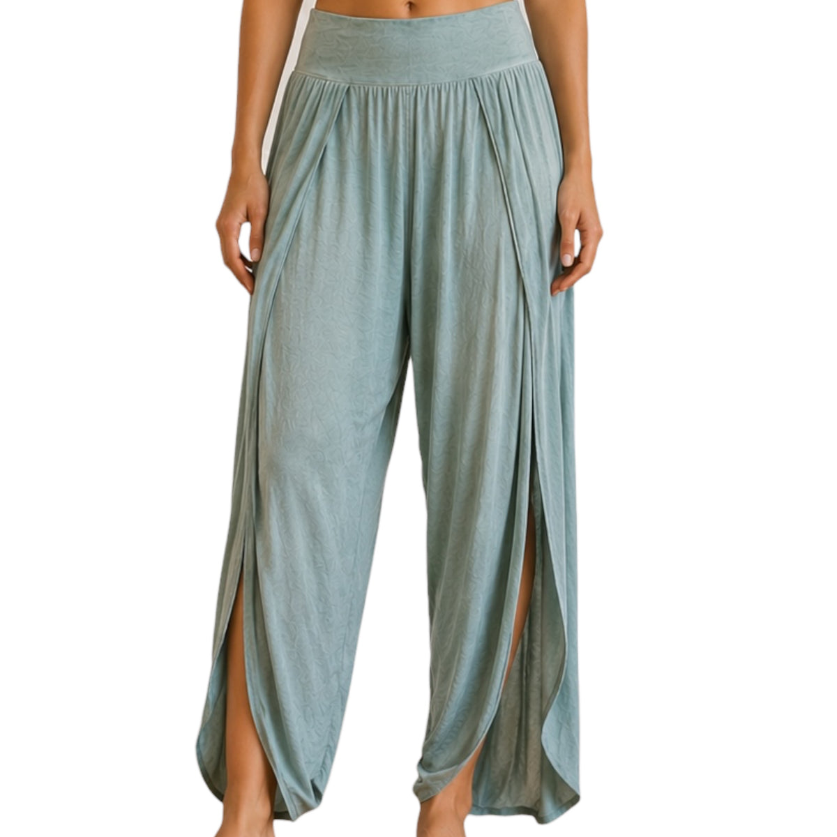 Grey Violet Sage Green Slit Pants Size S - RF