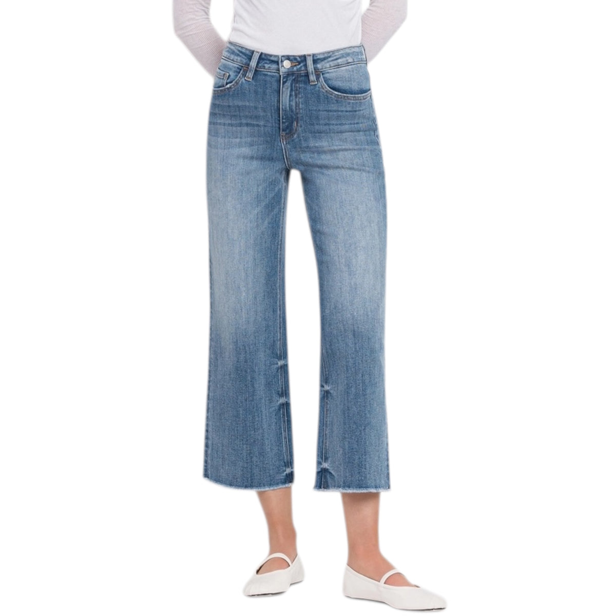 Vervet V3541 Super High Rise Moonflower Crop Wide Leg Jean