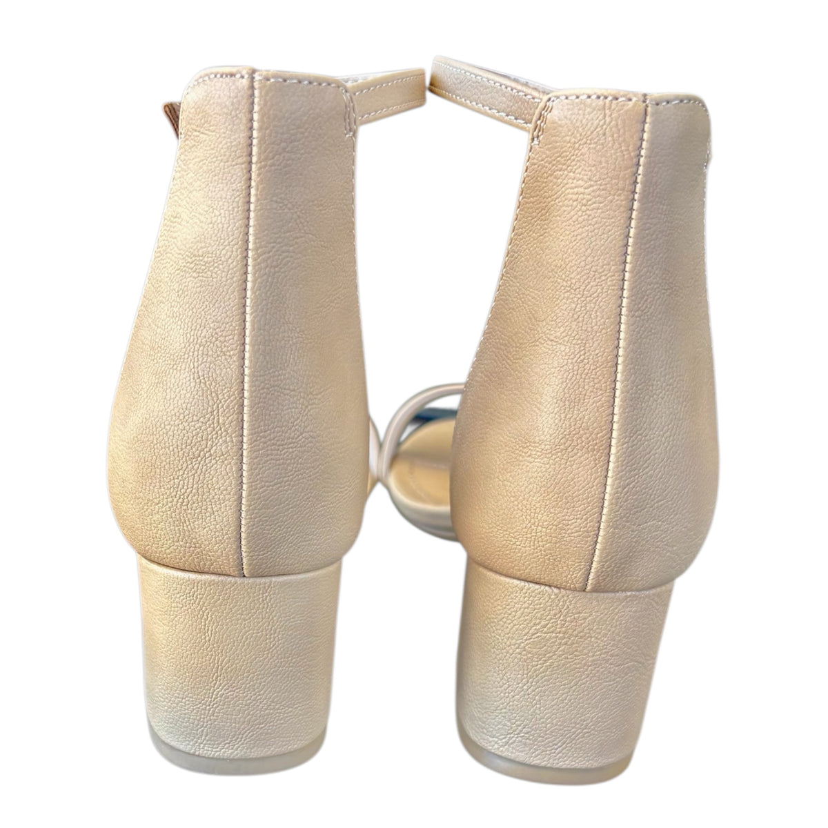 Natural Block Heel Ankle Strap Sandal