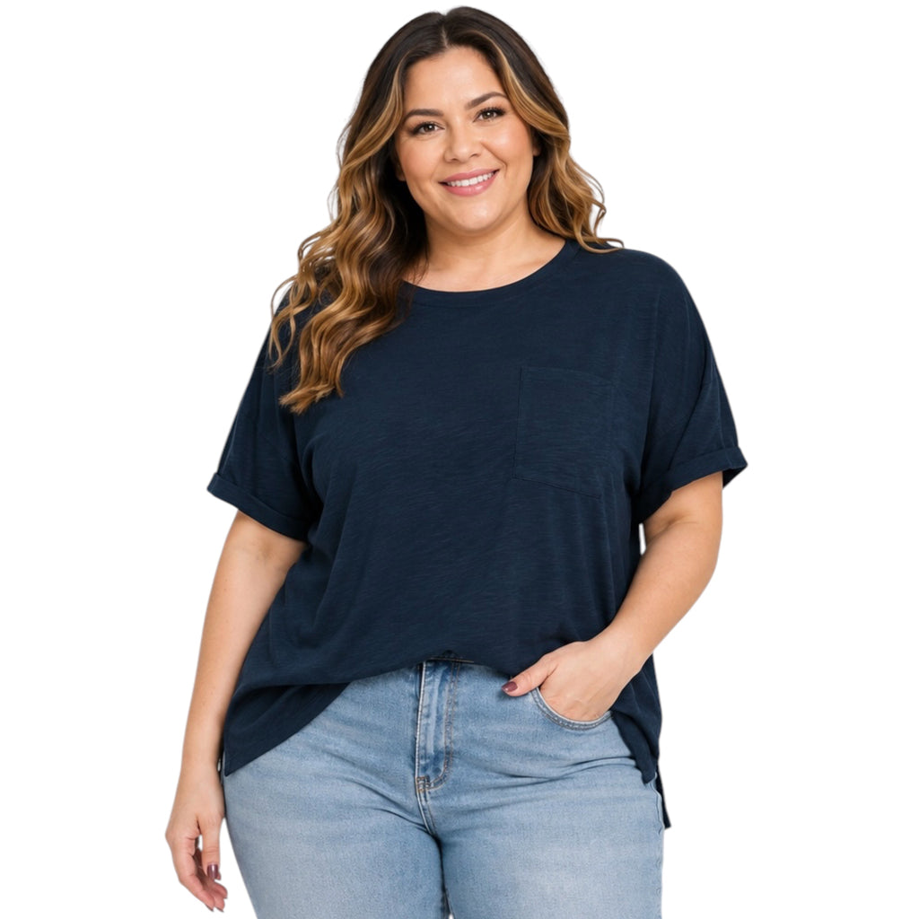 Navy Cotton Casual Top