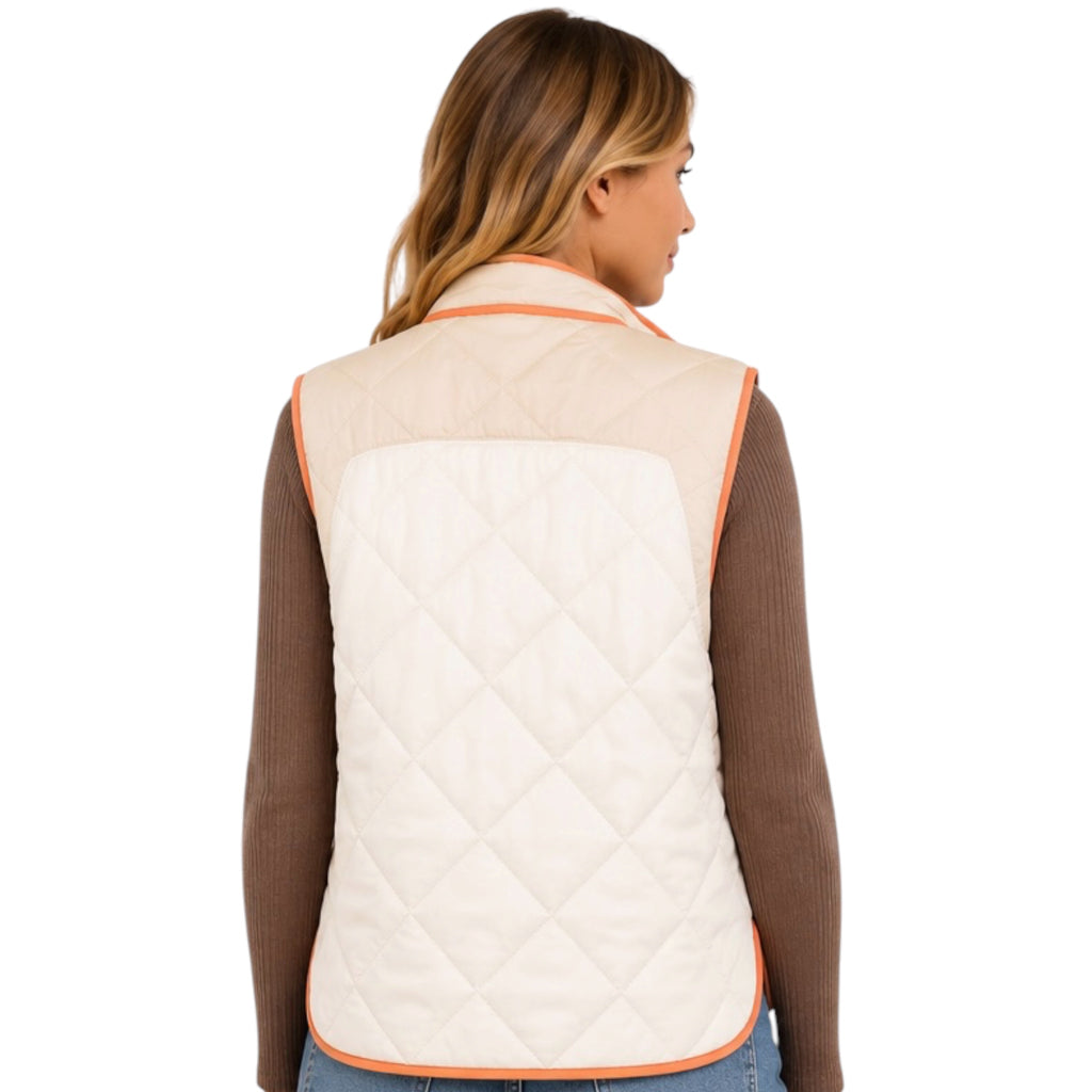 Ivory Color Block Padded Vest