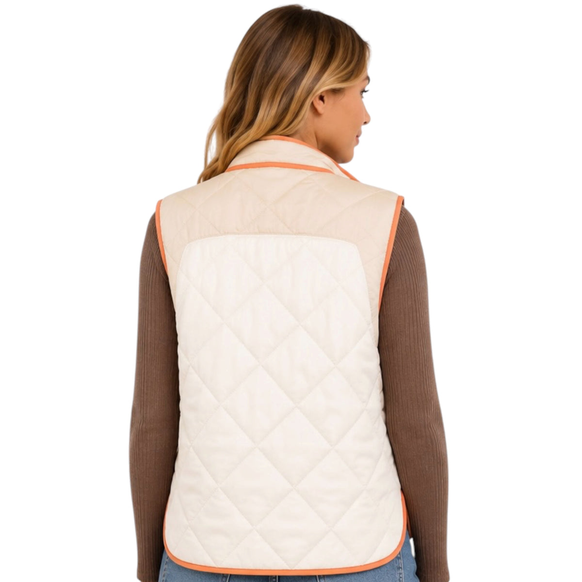 Ivory Color Block Padded Vest