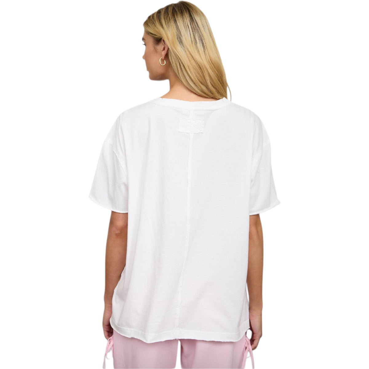 White Washed Relaxed V-Neck Knit Top
