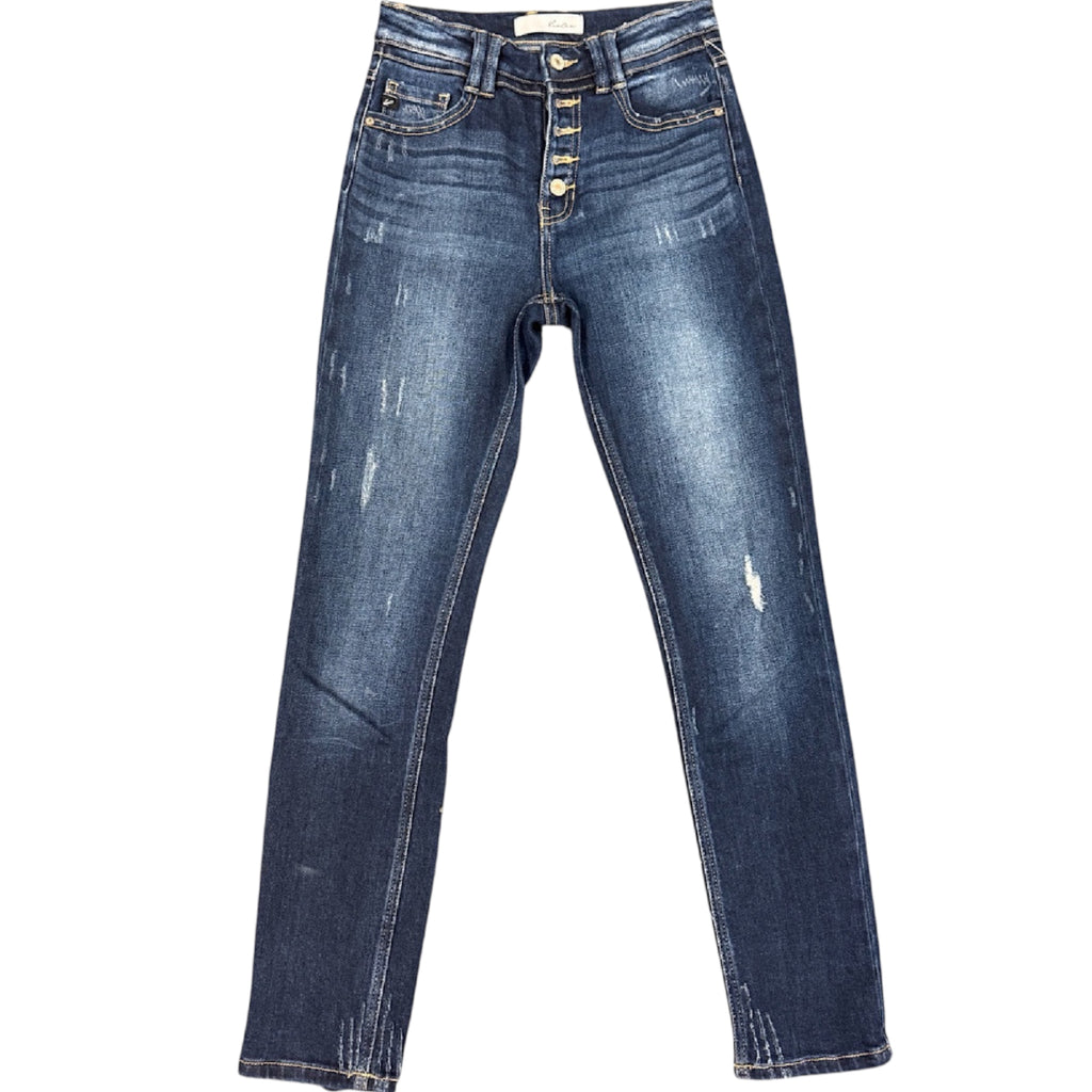 KanCan KC9249D Dark Wash Distress Skinny Fit Jeans Size 3/25-RF