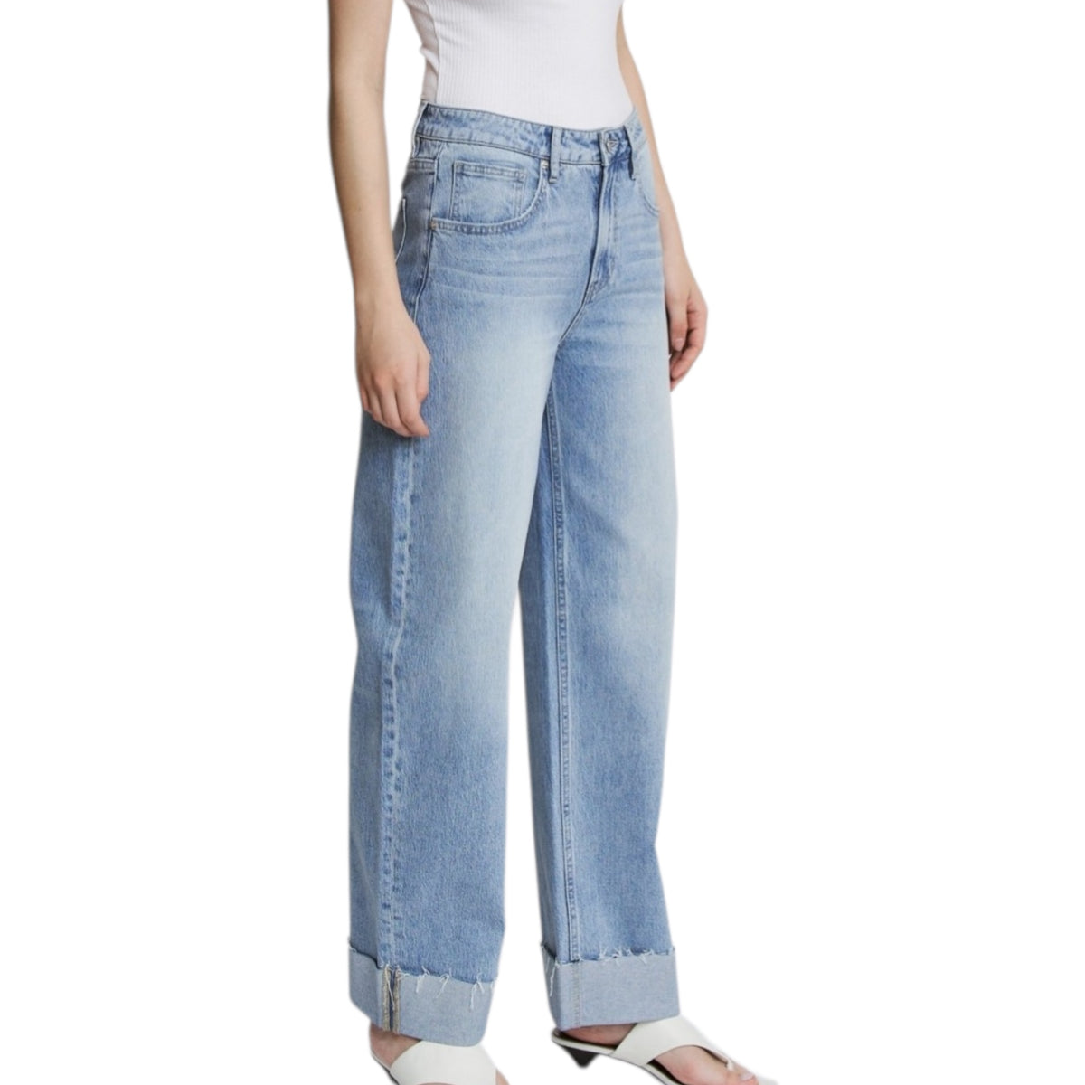 MICA MDP-T3592 Super High Rise Raw Hem/Cuffed Barrel Jeans