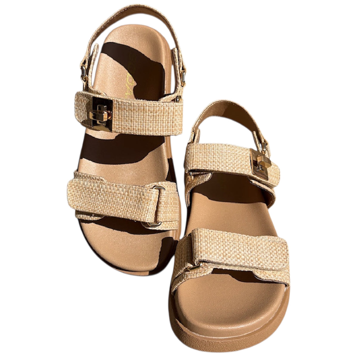 Natural Raffia Woven Double Strap Sandal
