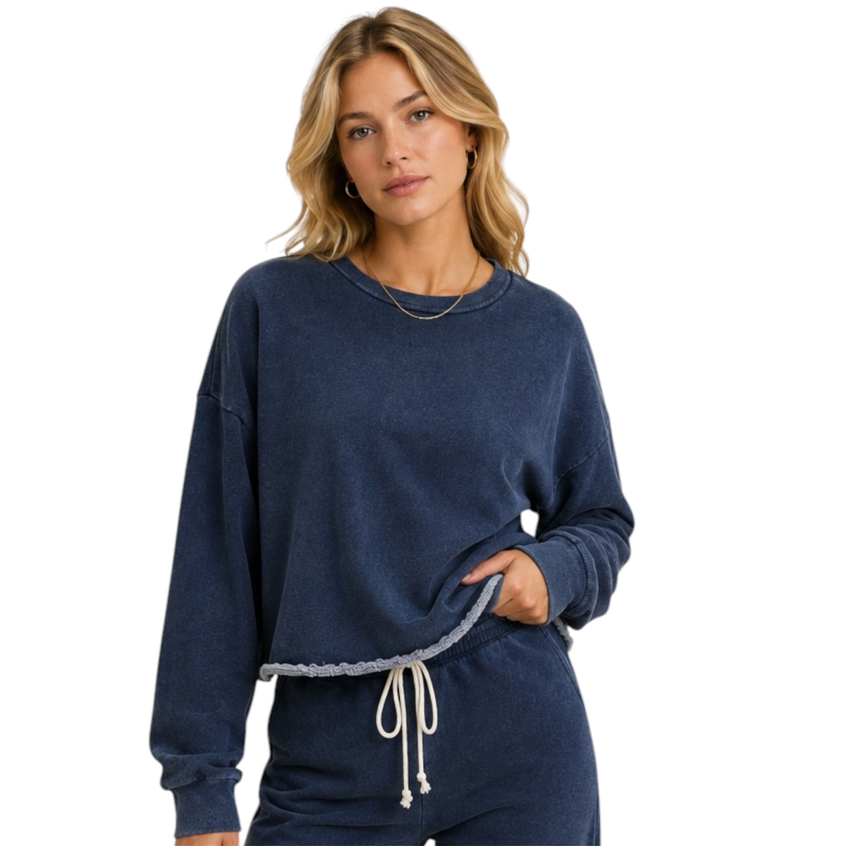 Z Supply Circut Knit Denim Sweatshirt