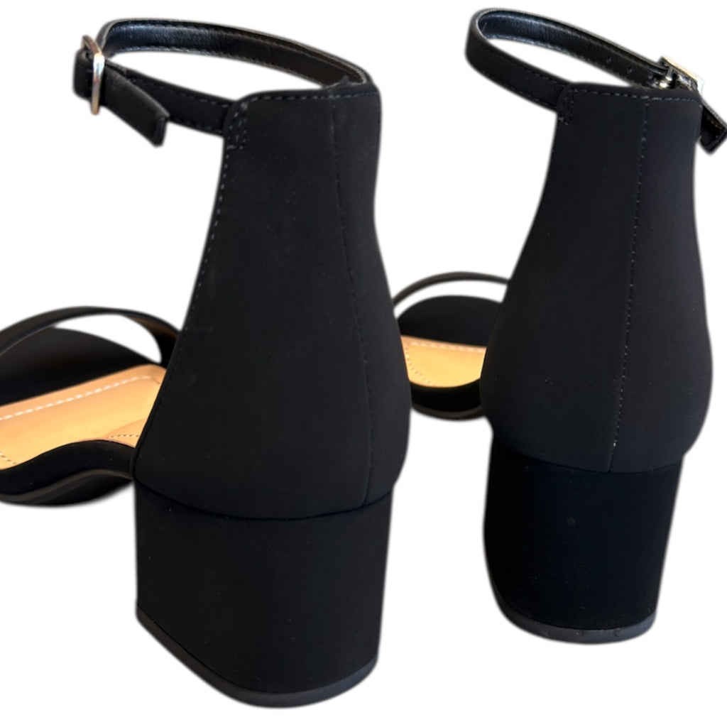 Black Block Heel Ankle Strap Sandal