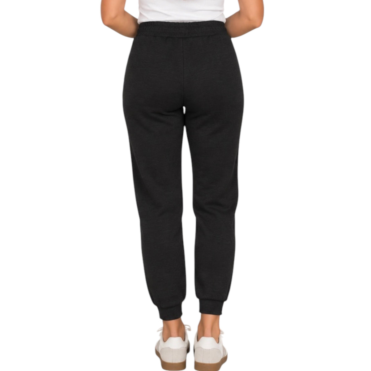 Black Cotton Slub Jogger Pants