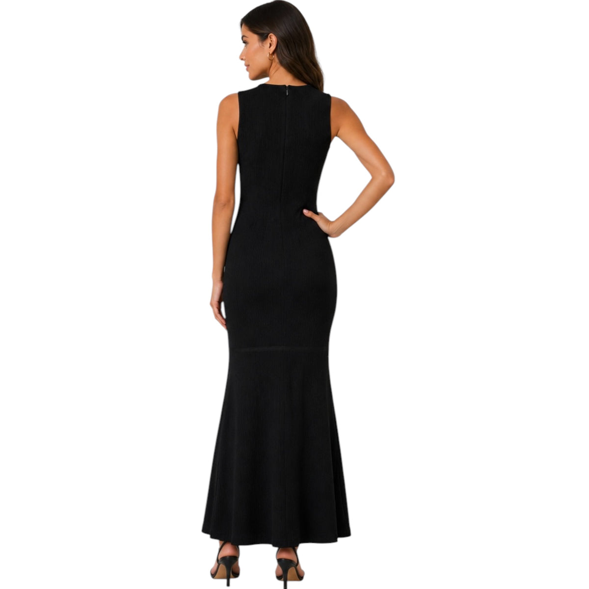 Black Vertical Eyelet Maxi Dress