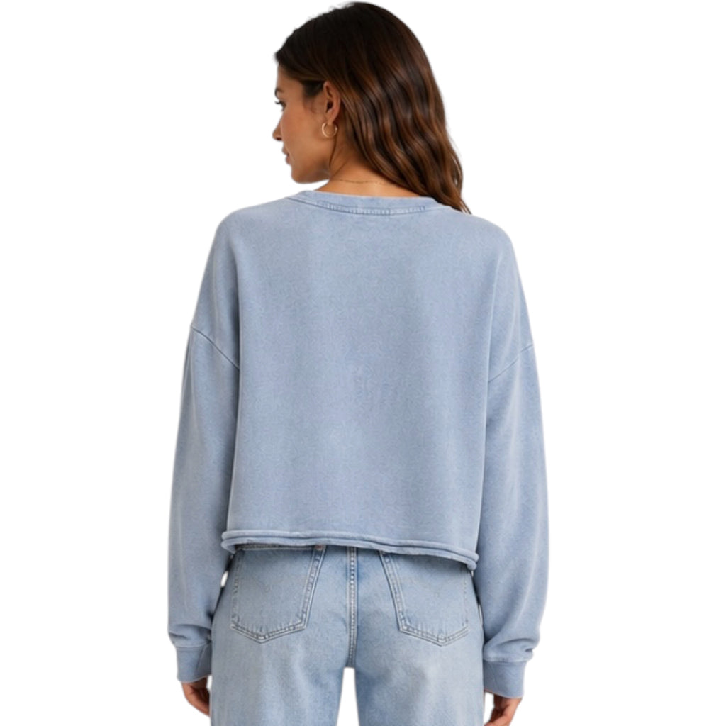 Z Supply Circuit Knit Denim Sweatshirt Ocean Air Indigo