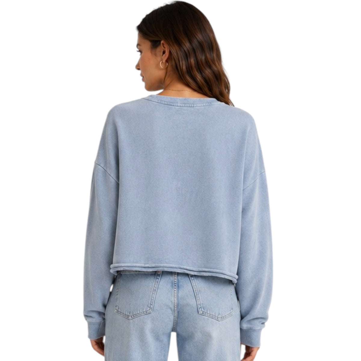 Z Supply Circuit Knit Denim Sweatshirt Ocean Air Indigo