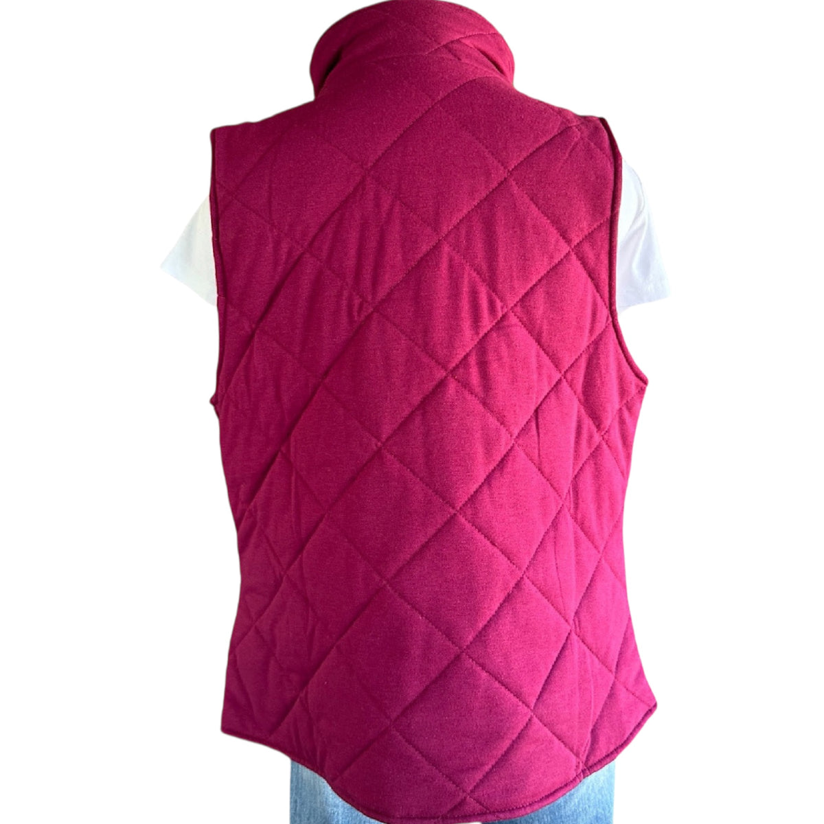 Betsy's Boutique Shop Burgundy Quilted Puffer Vest Size Large-RF