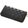 Black Checkered Monogram Vegan Leather Long Wallet