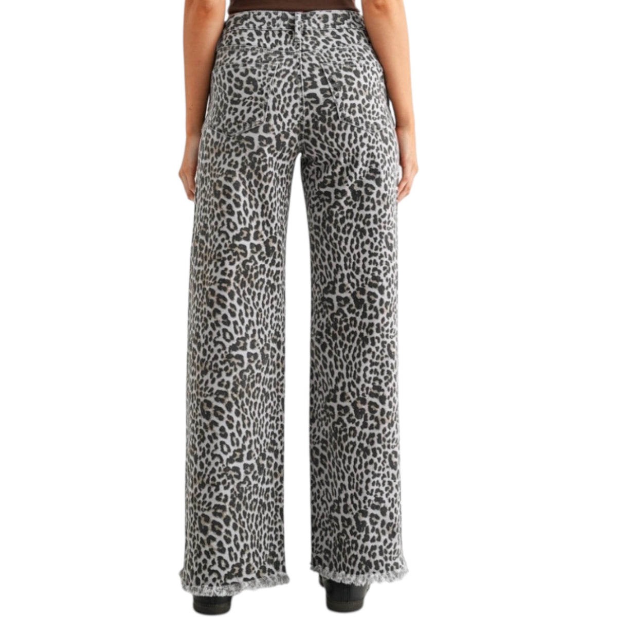 MICA MDP-W3903 H/R Wide Leg Frayed Hem Leopard