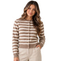Mocha + Cream Stripe Cardigan Sweater