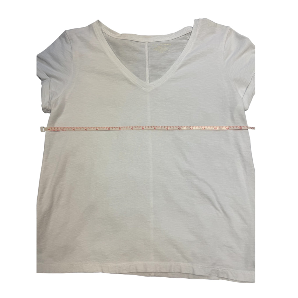 Max Studio White V-Neck T-Shirt Size Small/Petite - RF