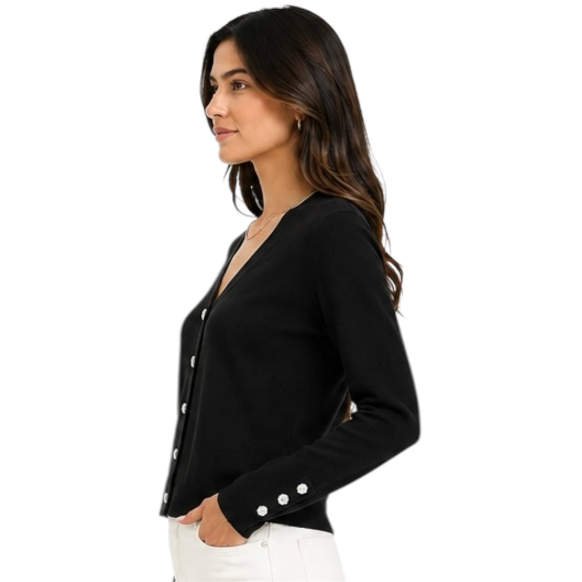 Black Jewel Button Cardigan