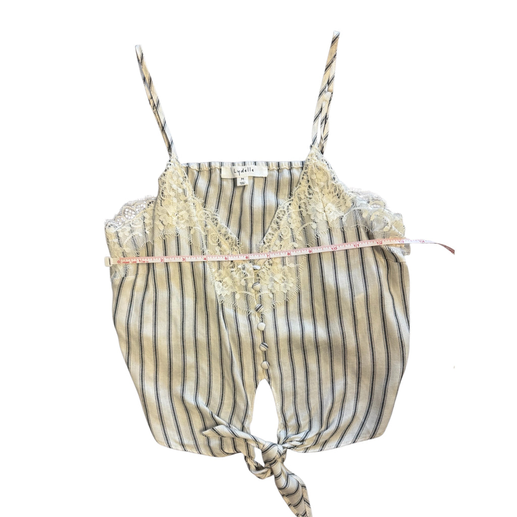 Lydelle Grey/White Striped Cropped Tank Size Medium -RF