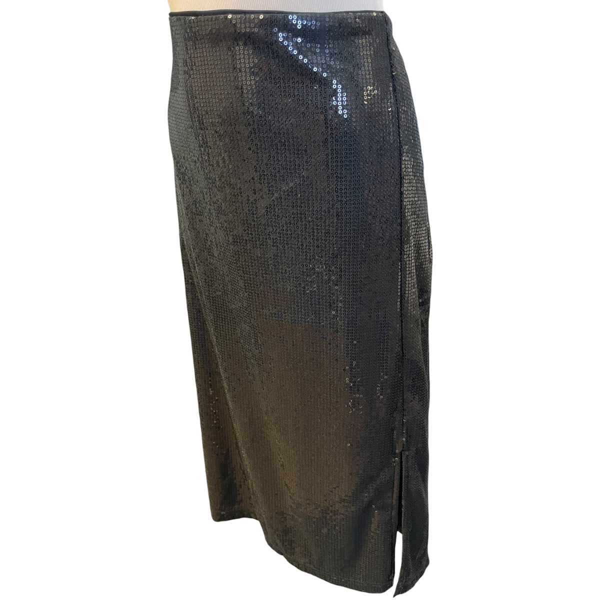Time and Tru Black Sequin Midi Skirt Size XL - RF