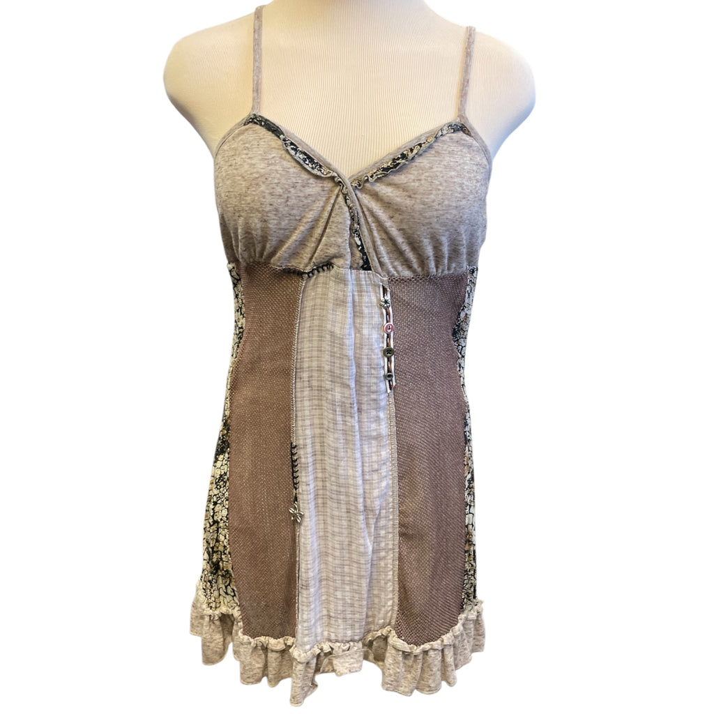Forla Paris Brown Multi-Pattern Mini Dress Size M - RF