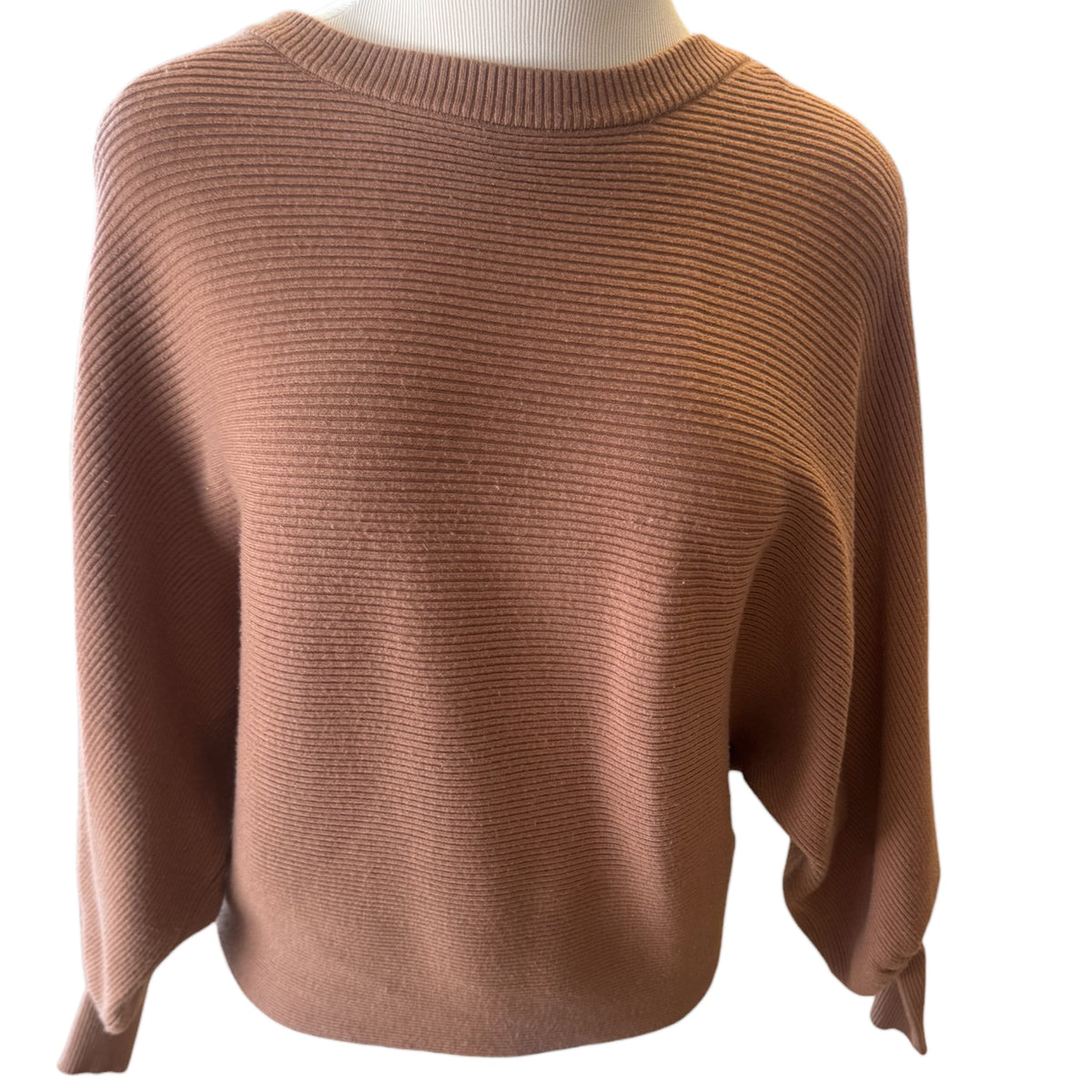 Cupio Golden Brown Ribbed Long Sleeve Sweater Size S - RF