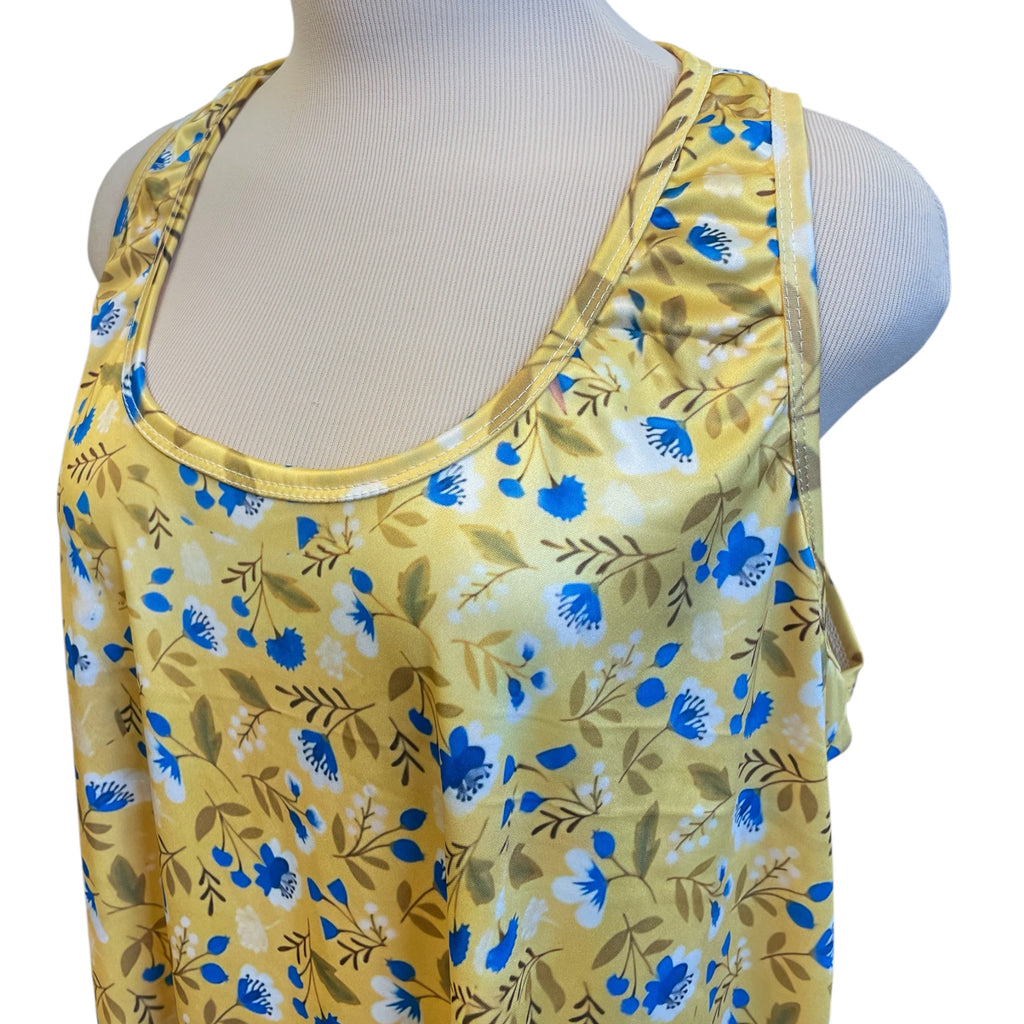 Yellow Sleeveless Floral Dress Size XXL - RF