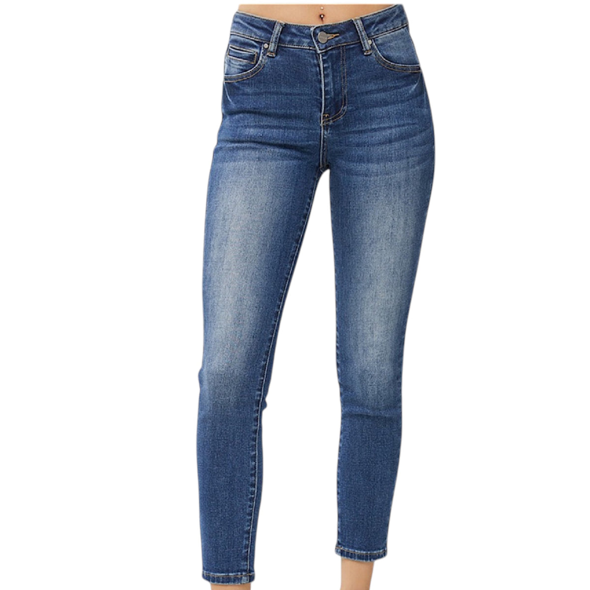 RISEN RDP5586 Dark High Rise Basic Ankle Skinny Jeans