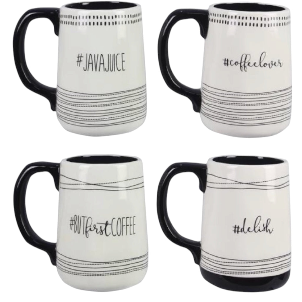 Ceramic Black and White Hashtag Mug