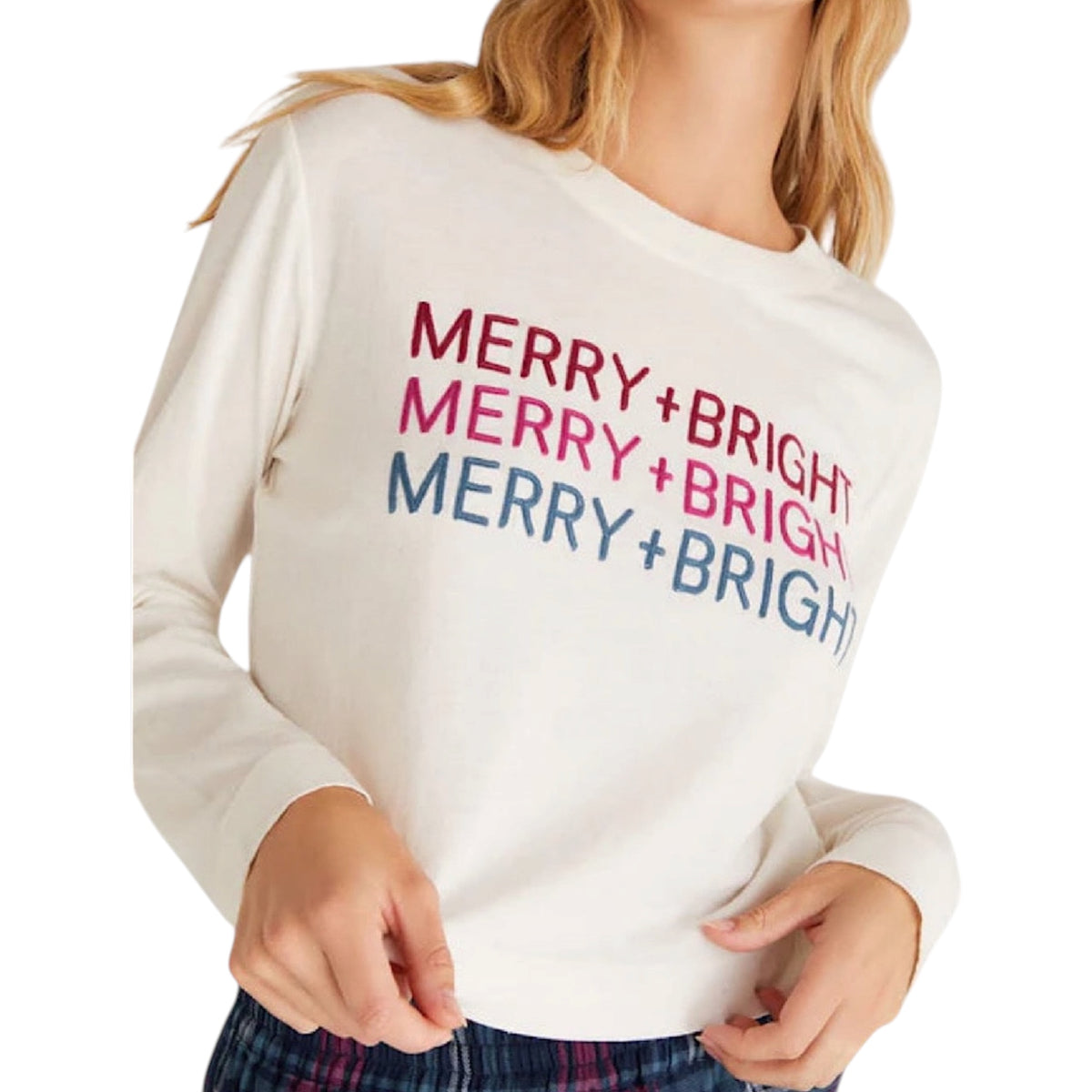 Z supply Merry & Bright LS Tee Vanilla Ice