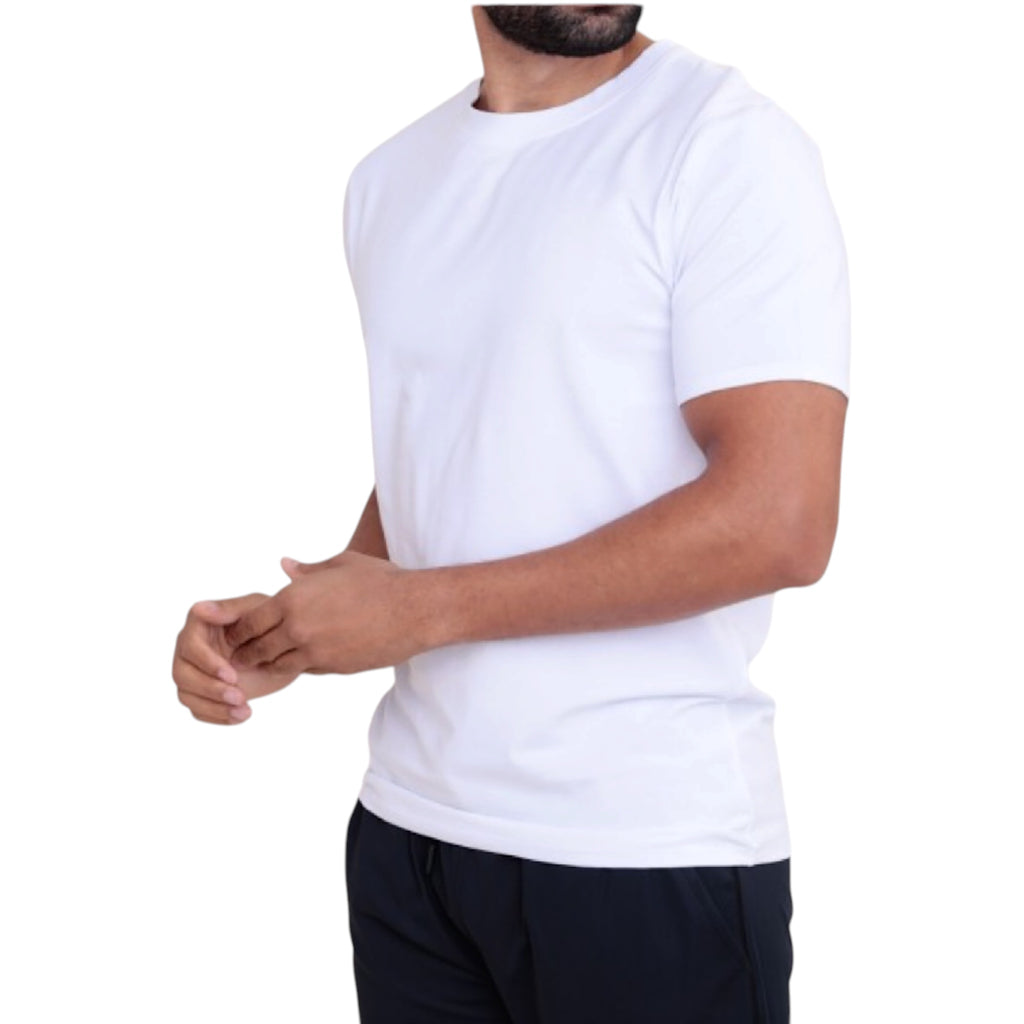 White Cotton Blend Crewneck S/S