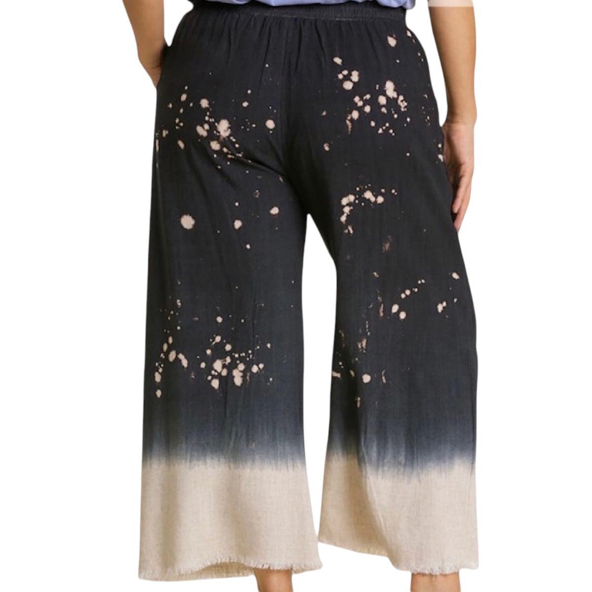 Plus Black Dip Dye Wide Leg Pant