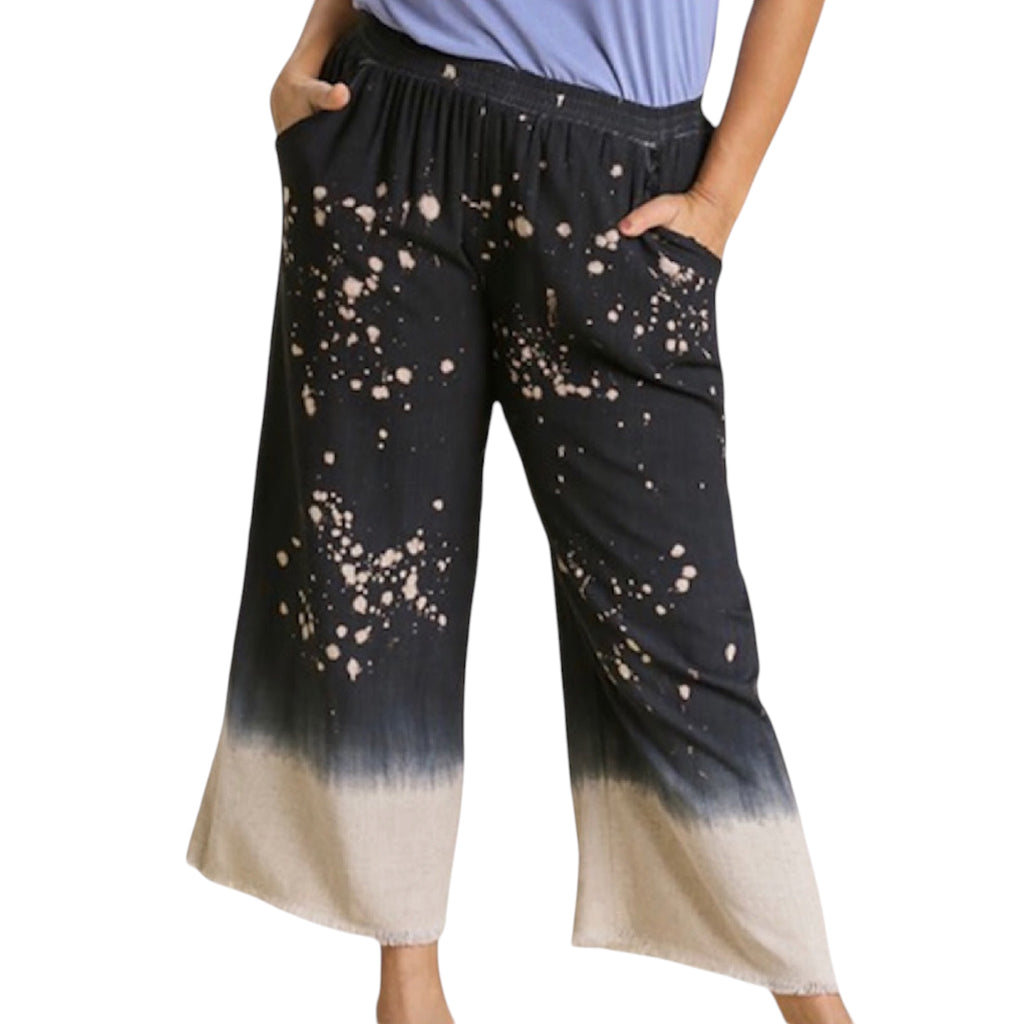 Plus Black Dip Dye Wide Leg Pant
