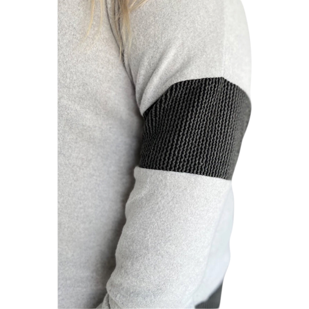Plus Heather Grey Color Block Sweater
