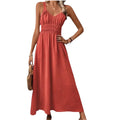 Paprika Red Pleated Sleeveless Maxi Dress