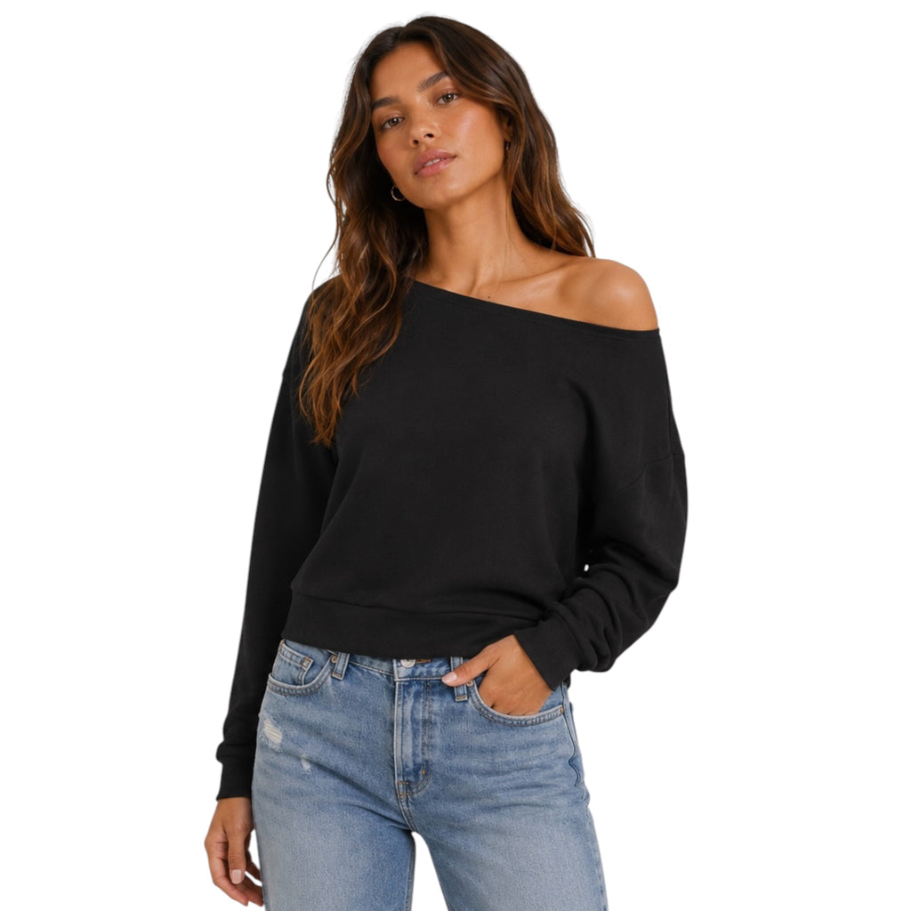 Black Off the Shoulder Sweatshirt