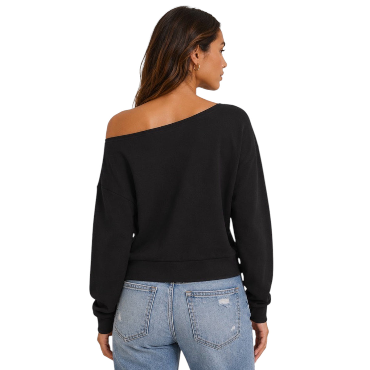 Black Off the Shoulder Sweatshirt